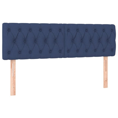 Cabeceira de cama c/ luzes LED tecido 160x7x78/88 cm azul