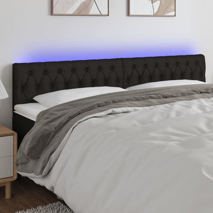 Cabeceira de cama c/ luzes LED tecido 180x7x78/88 cm preto