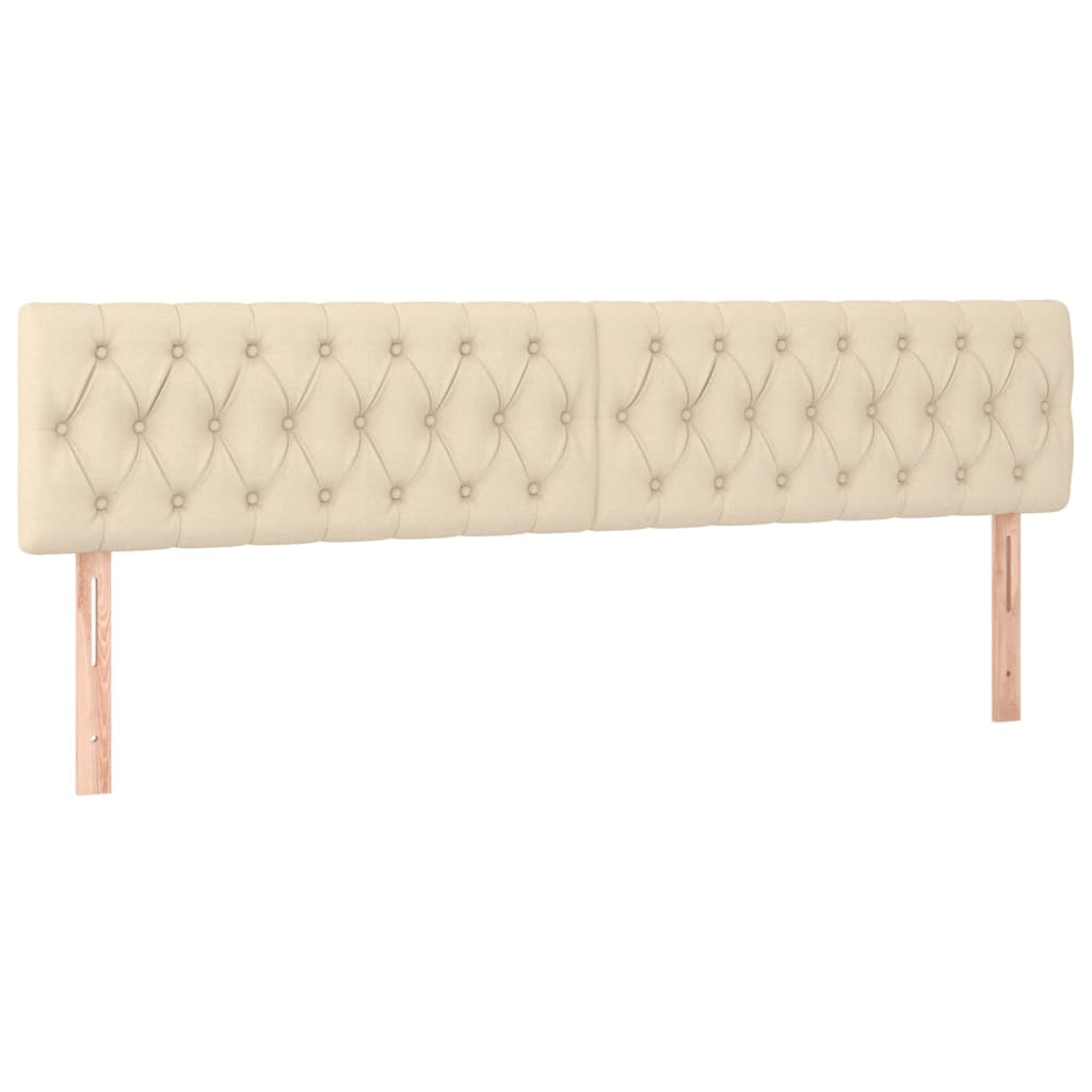 Cabeceira de cama c/ luzes LED tecido 180x7x78/88 cm cor creme