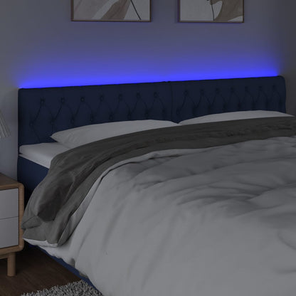 Cabeceira de cama c/ luzes LED tecido 180x7x78/88 cm azul