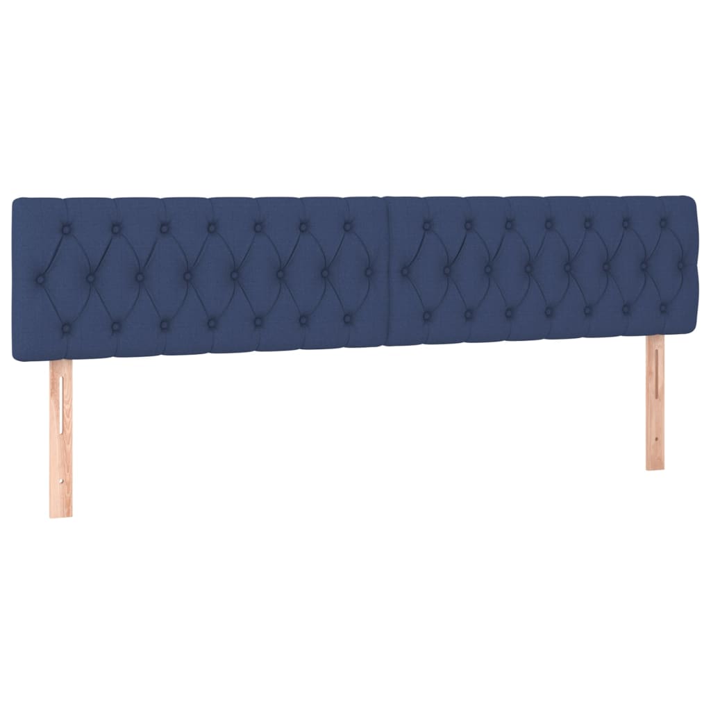 Cabeceira de cama c/ luzes LED tecido 180x7x78/88 cm azul