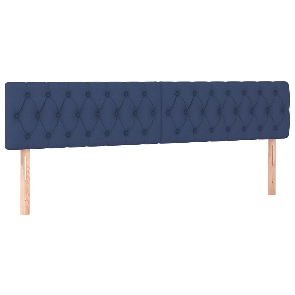 Cabeceira de cama c/ luzes LED tecido 200x7x78/88 cm azul