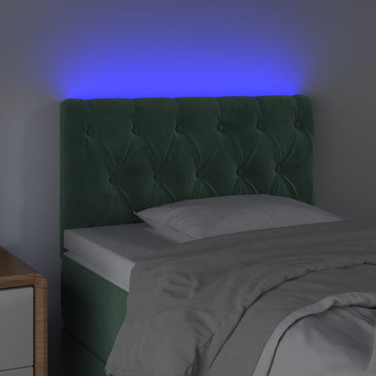 Cabeceira de cama c/ luzes LED veludo 80x7x78/88cm verde-escuro