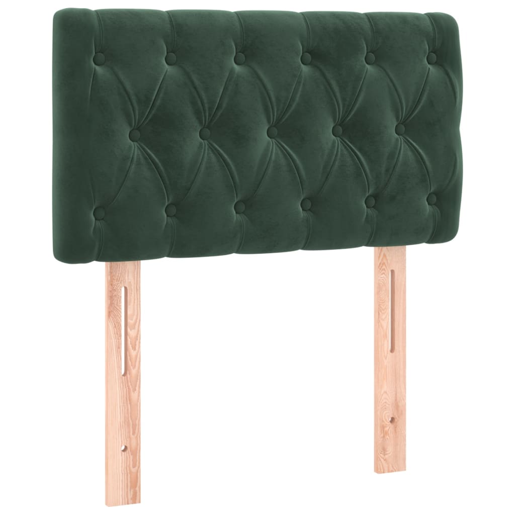 Cabeceira de cama c/ luzes LED veludo 80x7x78/88cm verde-escuro