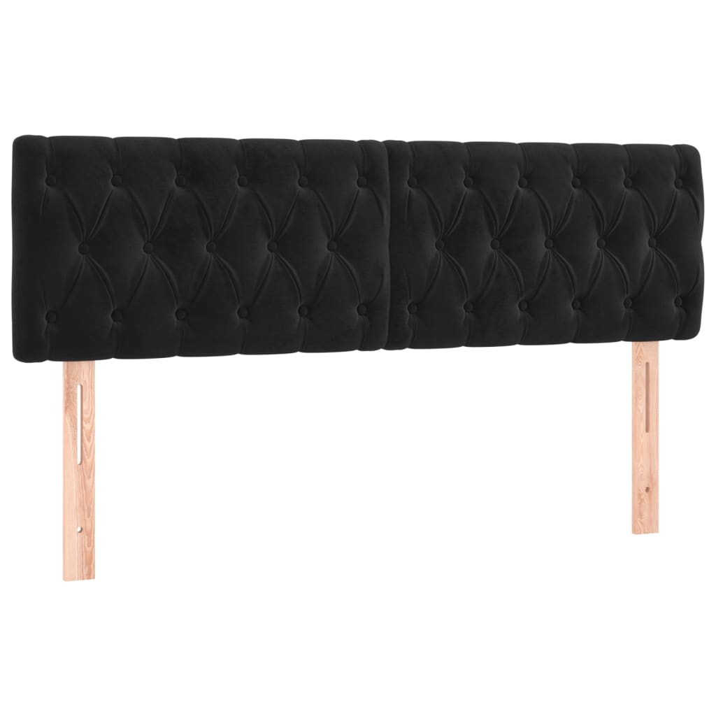 Cabeceira de cama c/ luzes LED veludo 144x7x78/88 cm preto