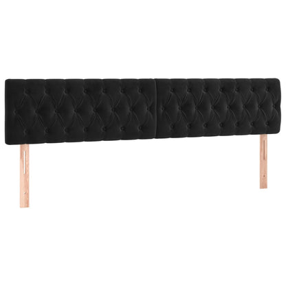 Cabeceira de cama c/ luzes LED veludo 180x7x78/88 cm preto