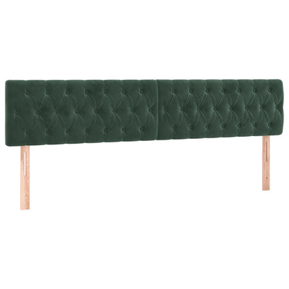 Cabeceira de cama c/luzes LED veludo 180x7x78/88cm verde-escuro