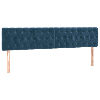 Cabeceira de cama c/ luzes LED veludo 200x7x78/88cm azul-escuro