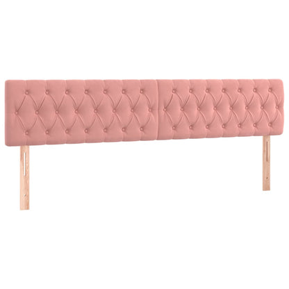 Cabeceira de cama c/ luzes LED veludo 200x7x78/88 cm rosa