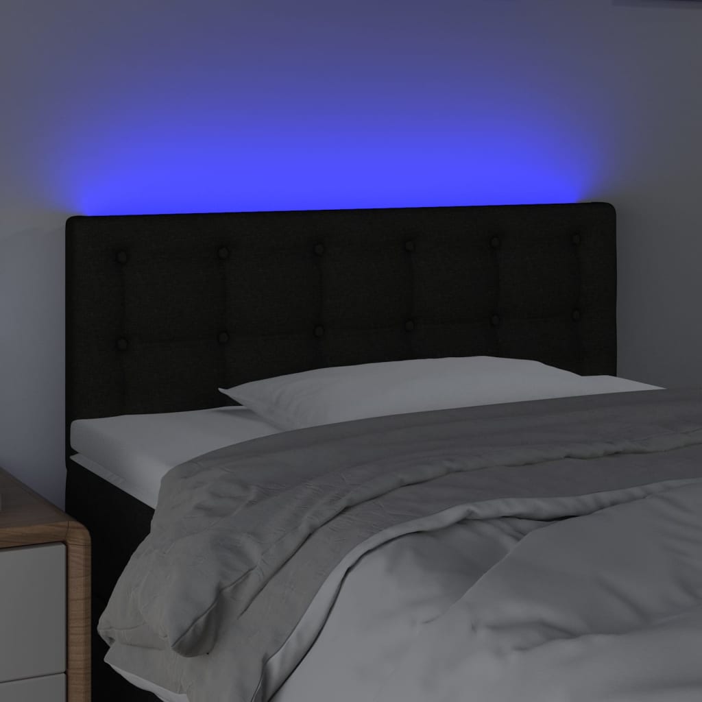 Cabeceira de cama c/ luzes LED tecido 80x5x78/88 cm preto