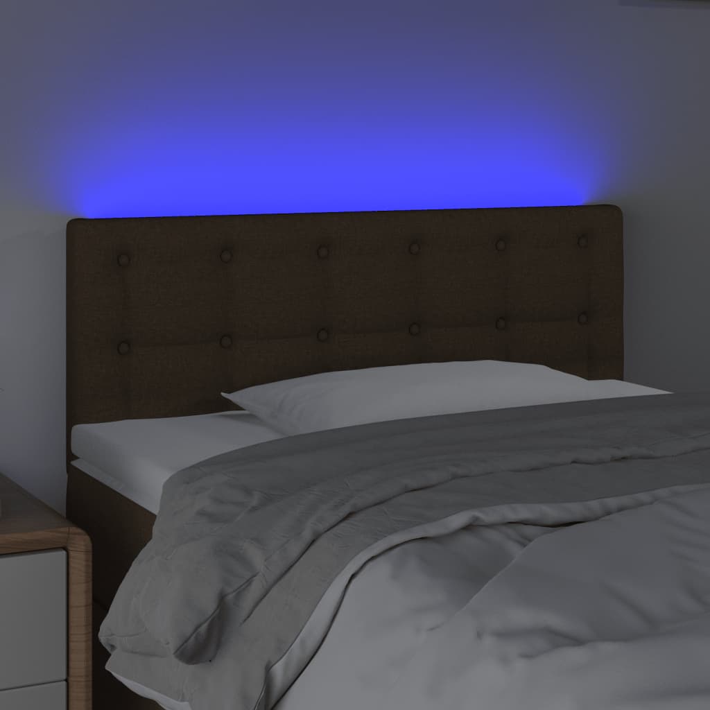 Cabeceira de cama c/ luzes LED tecido 80x5x78/88 cm castanho