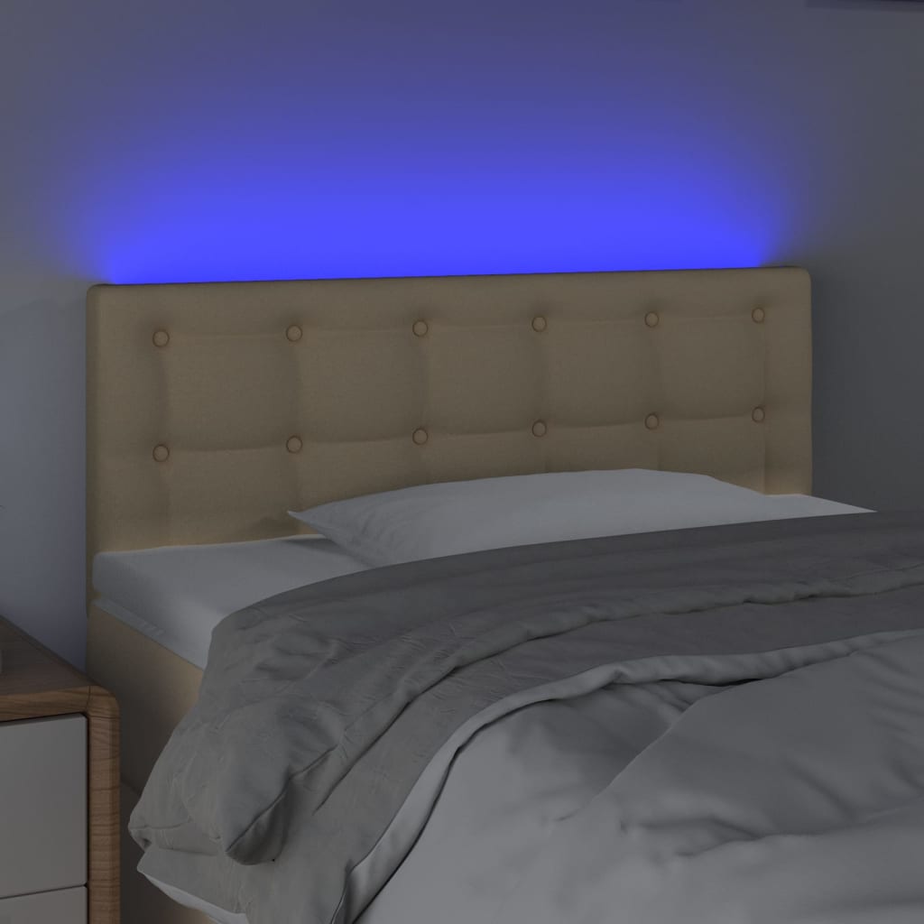 Cabeceira de cama c/ luzes LED tecido 80x5x78/88 cm cor creme