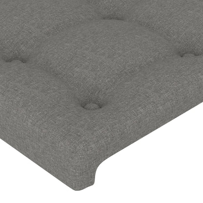 Cabeceira de cama c/ luzes LED tecido 90x5x78/88cm cinza-escuro