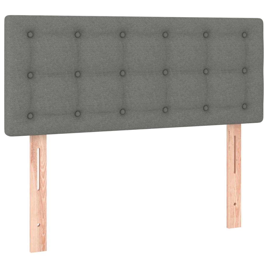 Cabeceira de cama c/luzes LED tecido 100x5x78/88cm cinza-escuro