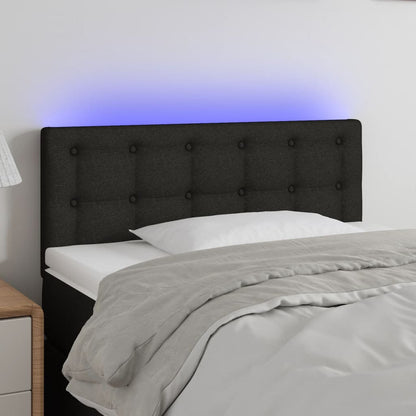 Cabeceira de cama c/ luzes LED tecido 100x5x78/88 cm preto