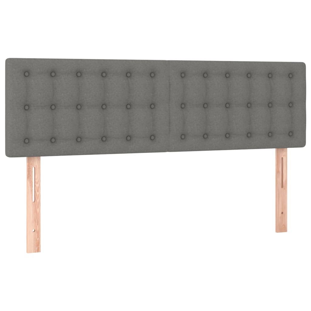 Cabeceira de cama c/luzes LED tecido 144x5x78/88cm cinza-escuro