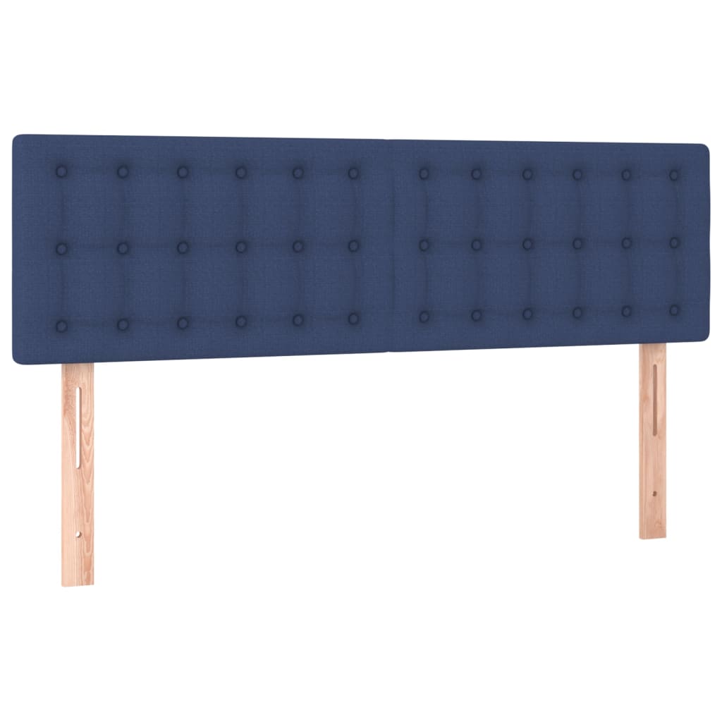 Cabeceira de cama c/ luzes LED tecido 144x5x78/88 cm azul