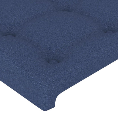 Cabeceira de cama c/ luzes LED tecido 144x5x78/88 cm azul