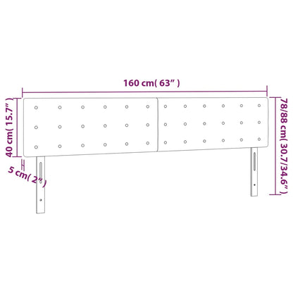 Cabeceira de cama c/luzes LED tecido 160x5x78/88 cm cinza-claro