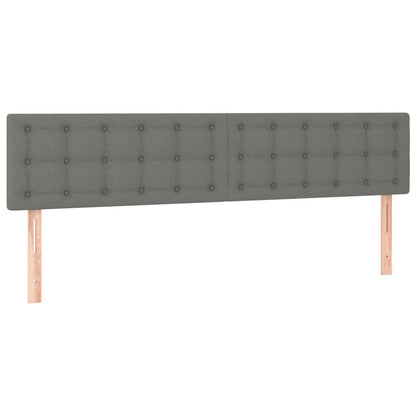 Cabeceira de cama c/luzes LED tecido 160x5x78/88cm cinza-escuro