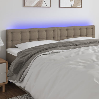 Cabeceira cama luzes LED tecido 180x5x78/88cm cinza-acastanhado