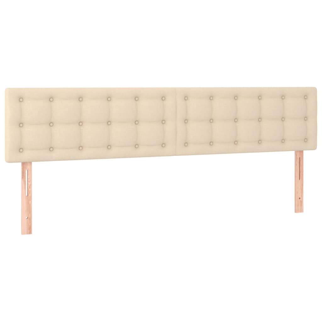 Cabeceira de cama c/ luzes LED tecido 180x5x78/88 cm cor creme