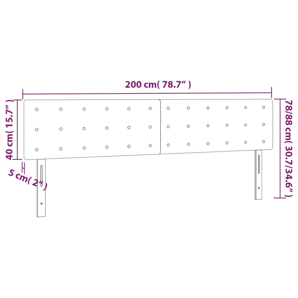 Cabeceira de cama c/ luzes LED tecido 200x5x78/88 cm cor creme