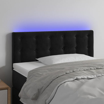 Cabeceira de cama c/ luzes LED veludo 80x5x78/88 cm preto