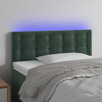 Cabeceira de cama c/ luzes LED veludo 80x5x78/88cm verde-escuro