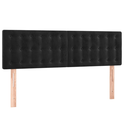 Cabeceira de cama c/ luzes LED veludo 144x5x78/88 cm preto