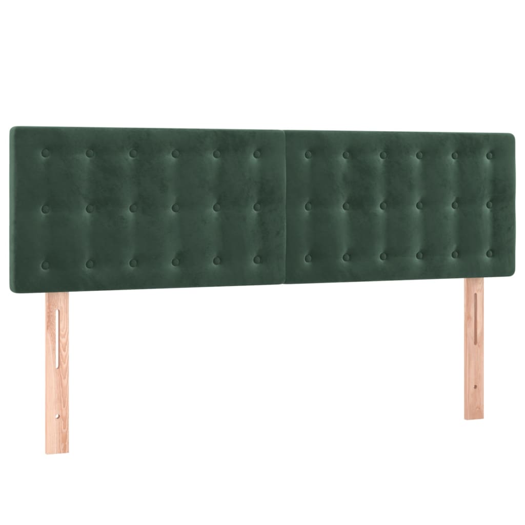 Cabeceira de cama c/luzes LED veludo 144x5x78/88cm verde-escuro