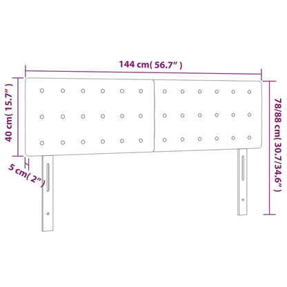 Cabeceira de cama c/ luzes LED veludo 144x5x78/88cm azul-escuro