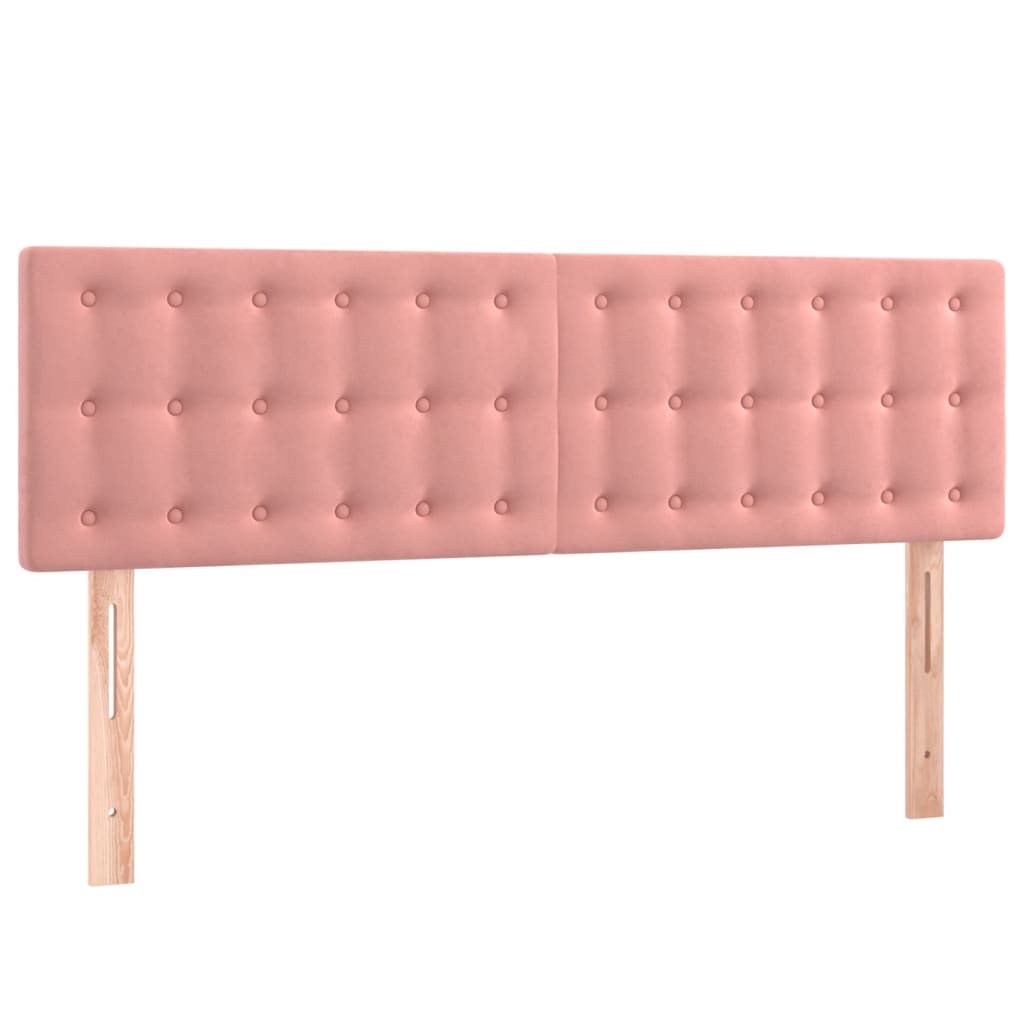 Cabeceira de cama c/ luzes LED veludo 144x5x78/88 cm rosa