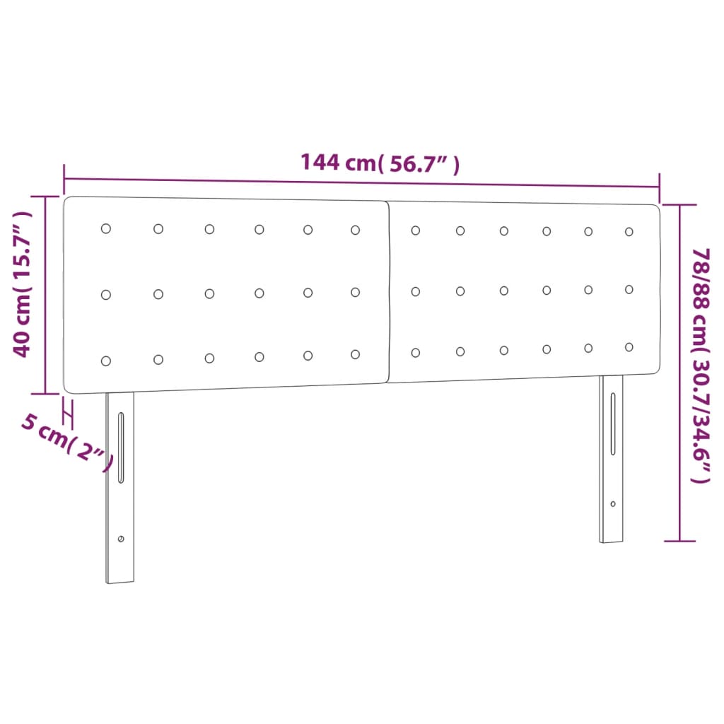 Cabeceira de cama c/ luzes LED veludo 144x5x78/88 cm rosa