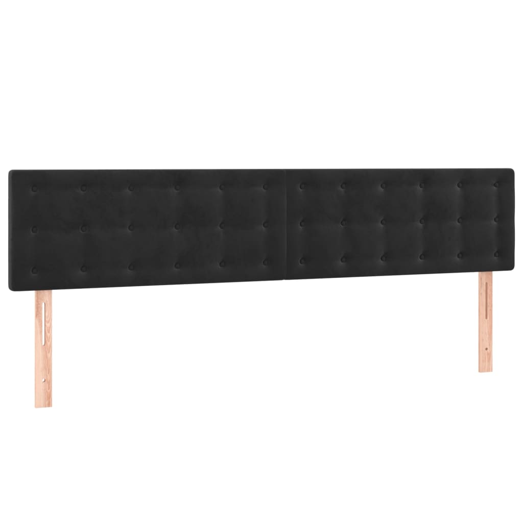 Cabeceira de cama c/ luzes LED veludo 160x5x78/88 cm preto