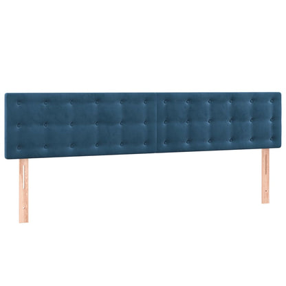 Cabeceira de cama c/ luzes LED veludo 160x5x78/88cm azul-escuro