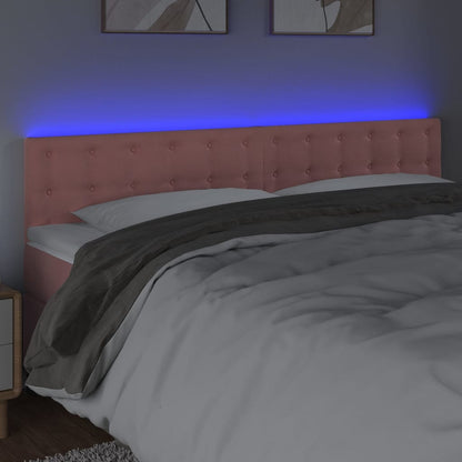 Cabeceira de cama c/ luzes LED veludo 180x5x78/88 cm rosa