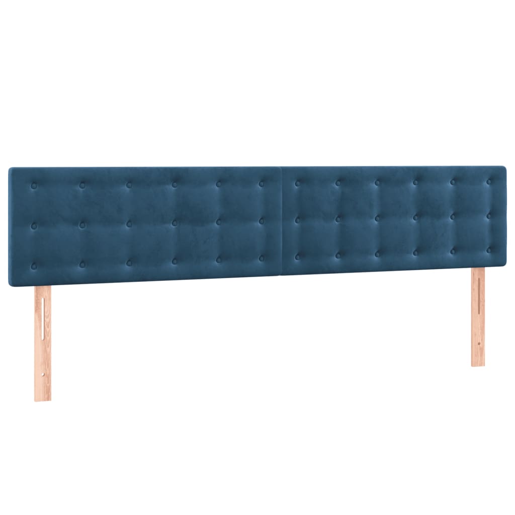 Cabeceira de cama c/ luzes LED veludo 200x5x78/88cm azul-escuro