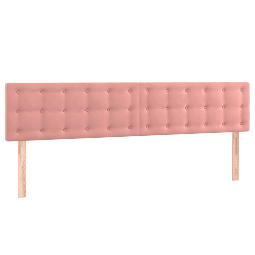 Cabeceira de cama c/ luzes LED veludo 200x5x78/88 cm rosa