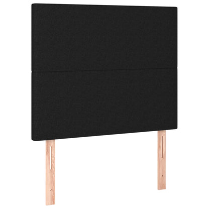 Cabeceira de cama c/ LED tecido 90x5x118/128cm preto