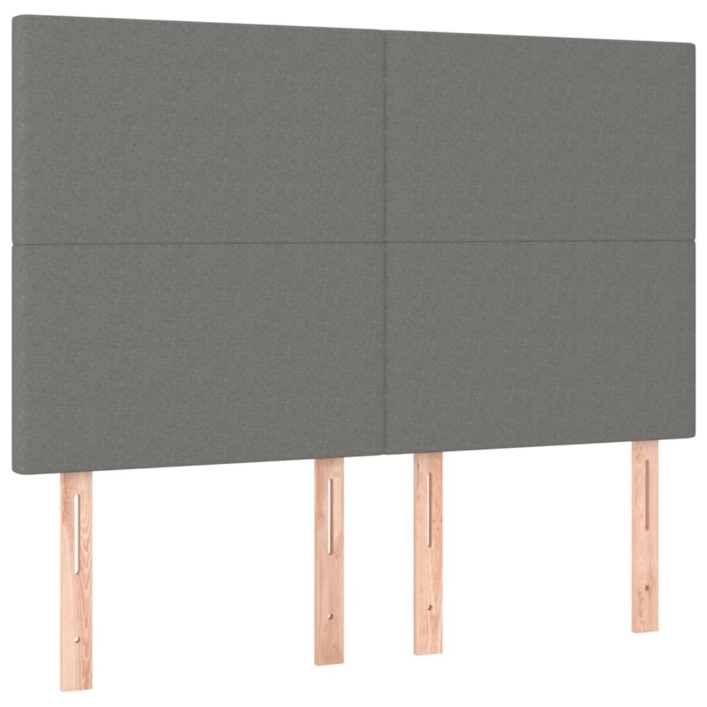 Cabeceira de cama c/ LED tecido 144x5x118/128 cm cinza-escuro