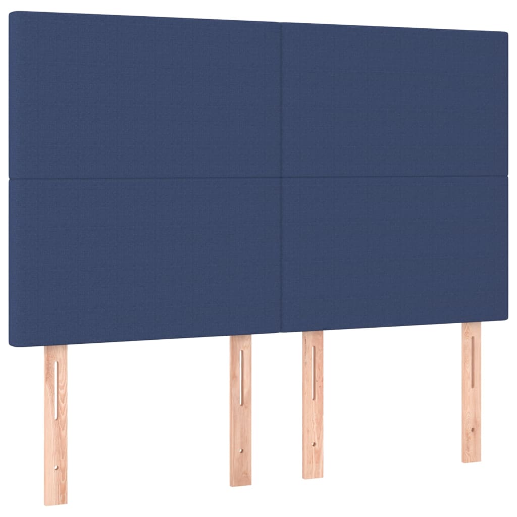 Cabeceira cama c/ LED tecido 144x5x118/128 cm azul