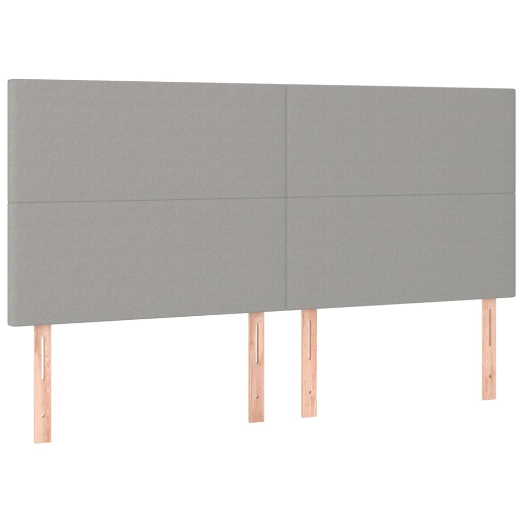 Cabeceira de cama c/ LED tecido 160x5x118/128 cm cinza-claro