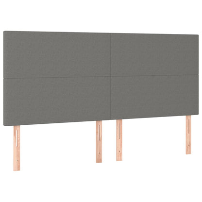 Cabeceira de cama c/ LED tecido 160x5x118/128 cm cinza-escuro