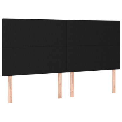 Cabeceira de cama c/ luzes LED tecido 160x5x118/128 cm preto