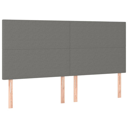 Cabeceira de cama c/ LED tecido 200x5x118/128 cm cinza-escuro