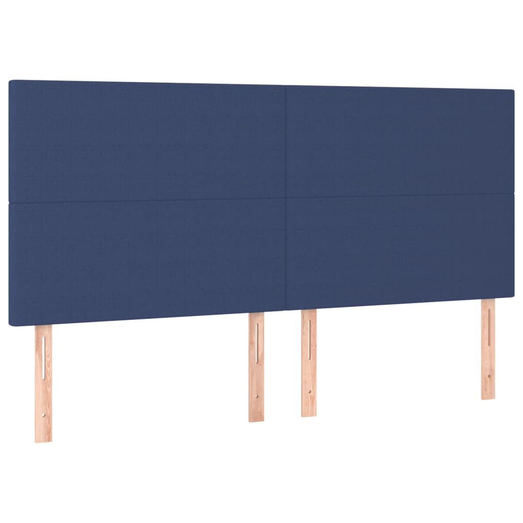 Cabeceira de cama c/ luzes LED tecido 200x5x118/128 cm azul