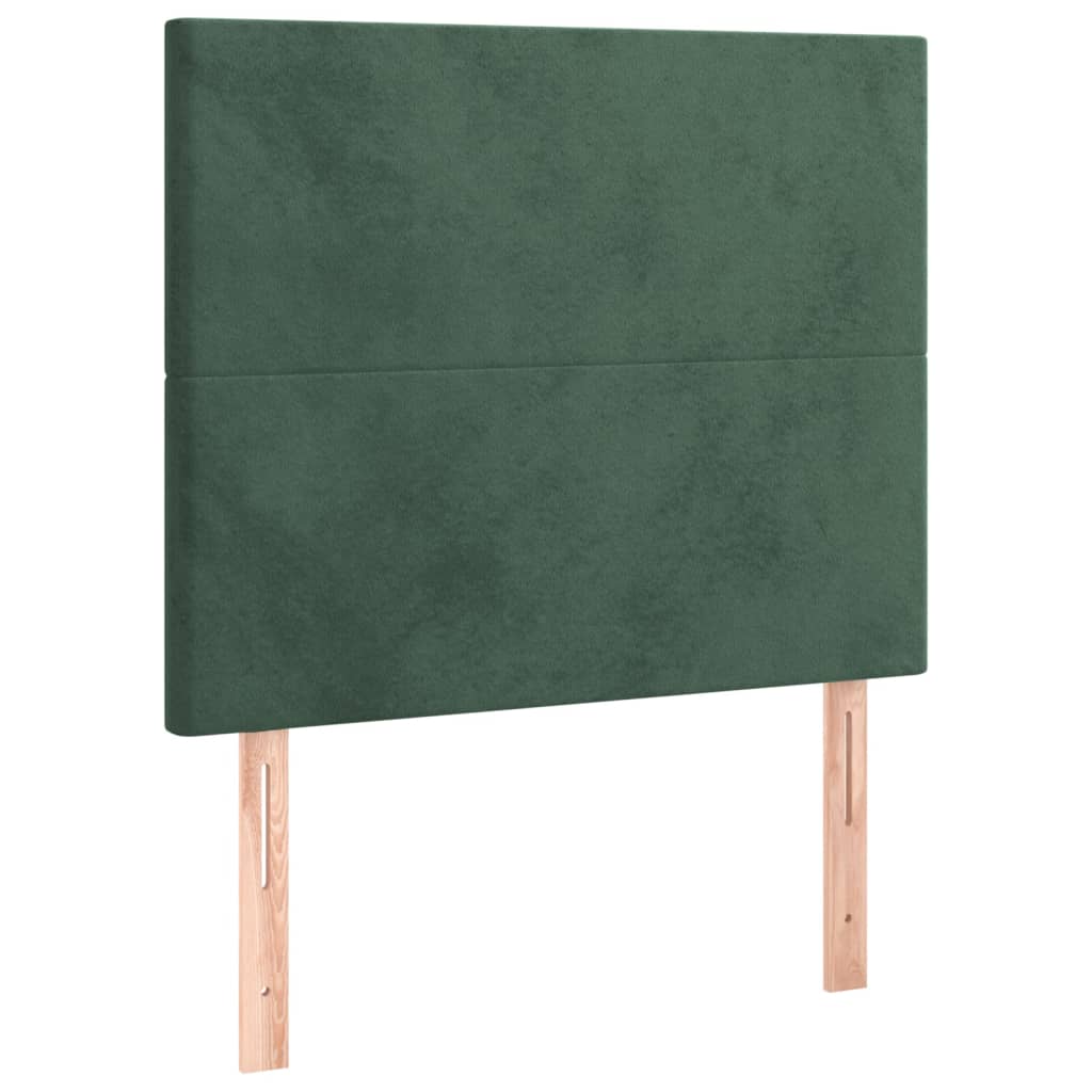 Cabeceira de cama c/ LED veludo 80x5x118/128 cm verde-escuro