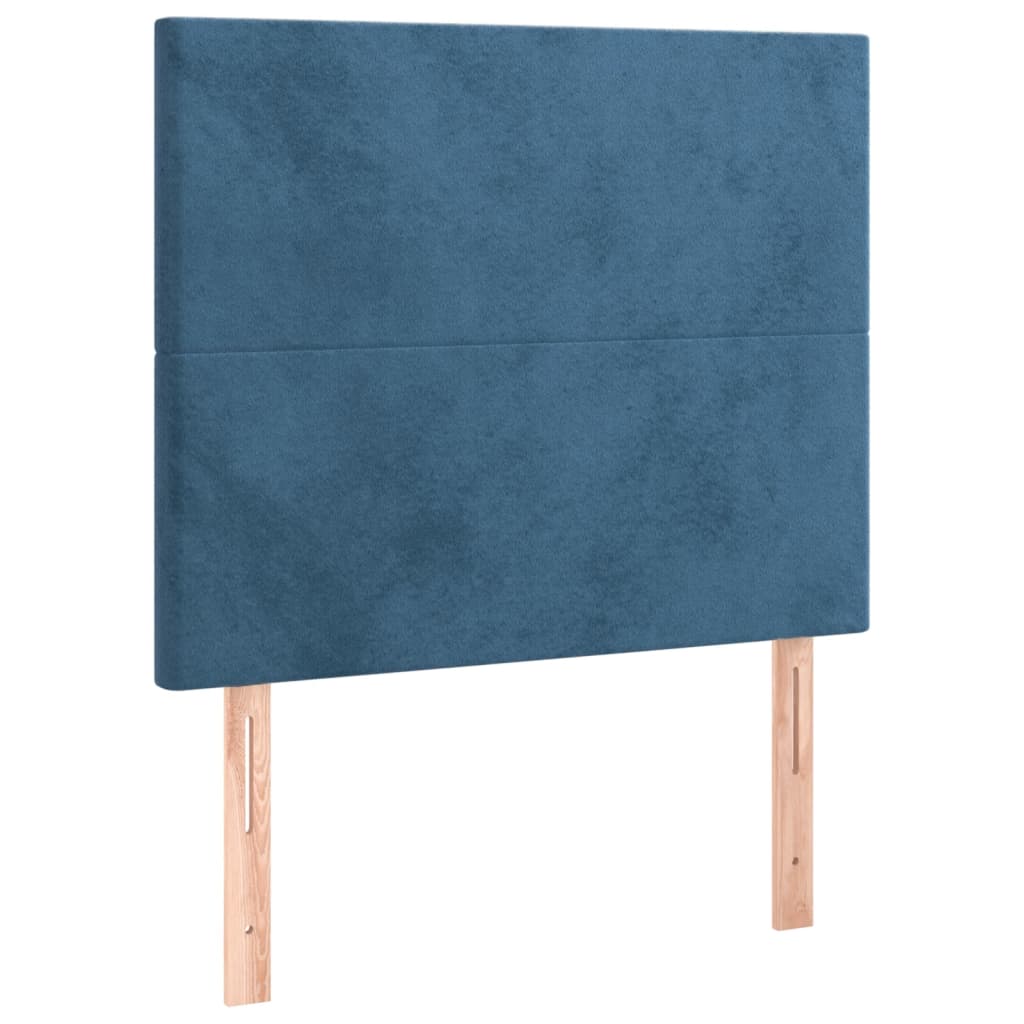 Cabeceira cama c/ luzes LED veludo 80x5x118/128cm azul-escuro