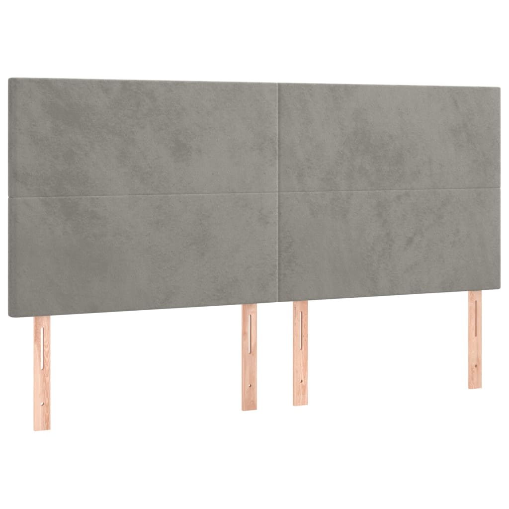 Cabeceira de cama c/ LED veludo 160x5x118/128 cm cinza-claro